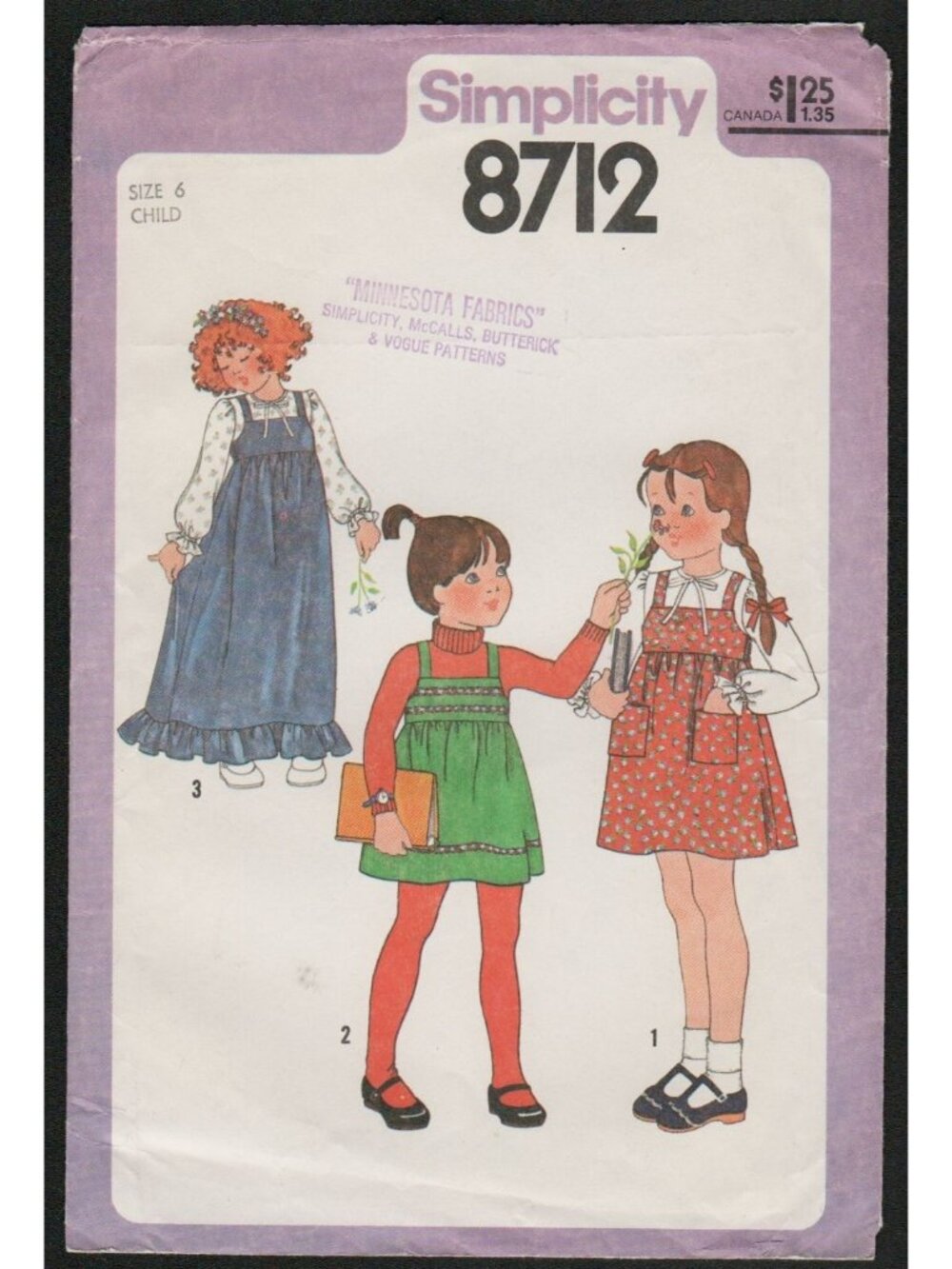 Simplicity 8712 Girls Size 6 Cottagecore Jumper & Blouse Pattern Uncut Vtg 70s